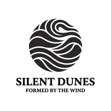 Abstract round sand dune pattern icon symbolizing wind flow, zen nature, and organic movement.