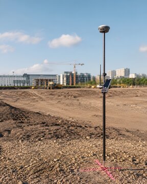 GNSS RTK Survey Receiver on Construction Site