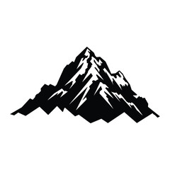 Fototapeta premium Mountain silhouette vector icon. Rocky peaks. Mountains ranges. Black and white mountain icon vector for logo