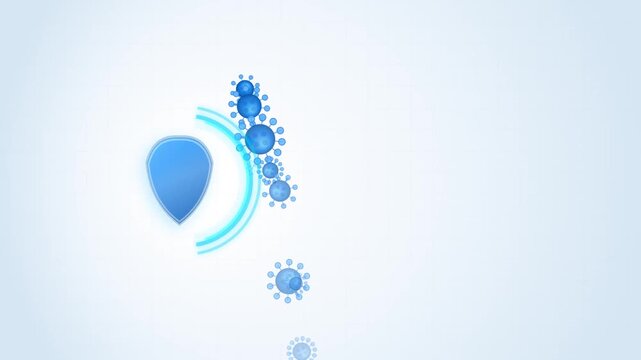 Digital illustration showing network connection with blue nodes expanding outward