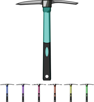 shovel pickaxe cartoon. pickax pickaxe, rock dig, chisel silhouette shovel pickaxe sign colorful illustration
