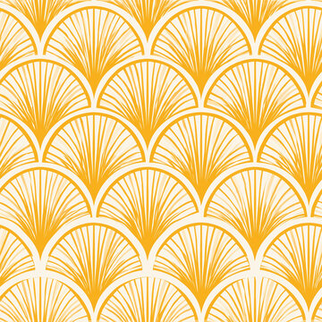 Retro Art Deco Sunburst Fan Seamless Pattern