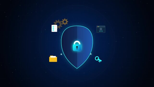 Secure cloud storage illustration with lock and connected icons