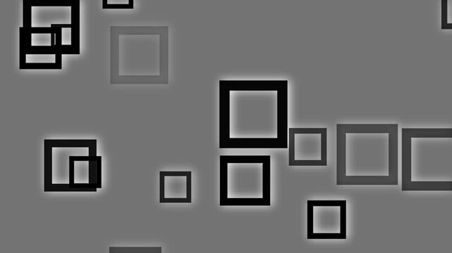 Square outlines animation displays a gentle glowing soft shadow. Minimalist geometric vector layers define the square outlines. Clean graphic backdrop motion animates the square outlines.
