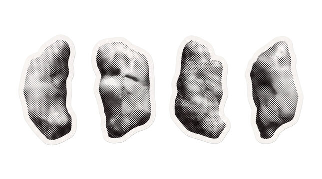cheese curd retro halftone set , clean white border outline PNG