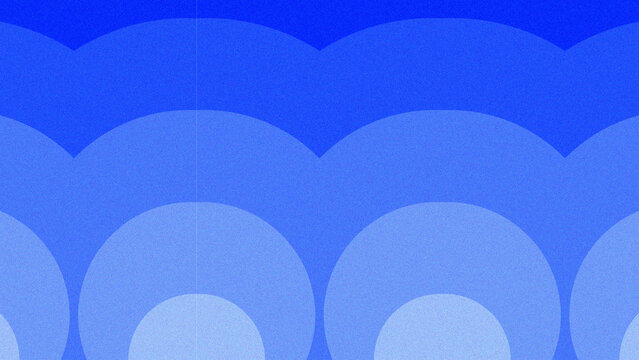 Blue Scalloped Circles Pattern with Repeating Arch Shapes and Nested Gradient Rows