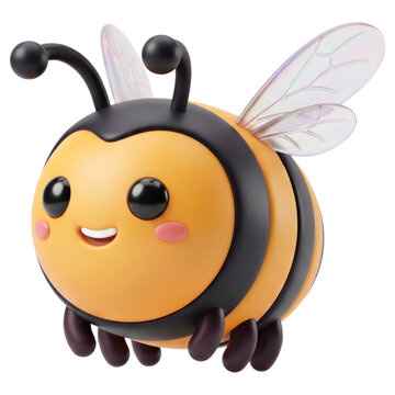 Cute Cartoon Bee Flying Isolated White Background Fun Icon