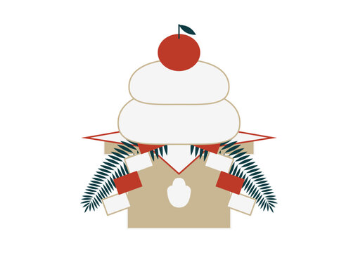 レトロモダンな鏡餅のイラスト