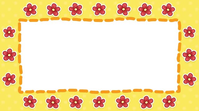 Cute Hand Drawn Floral Border Frame Animated Loop