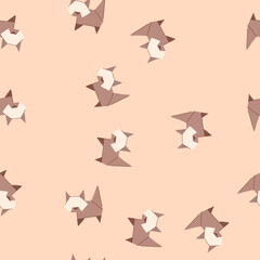 Fototapeta premium pattern frog origami animals cartoon. rabbit elephant, swan butterfly, dog fish frog origami animals sign. seamless vector illustration