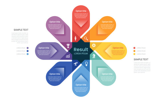 Business Infographic Circle 8 Step Chart Template, Presentation Diagram Vector with Icon Elements Illustration.