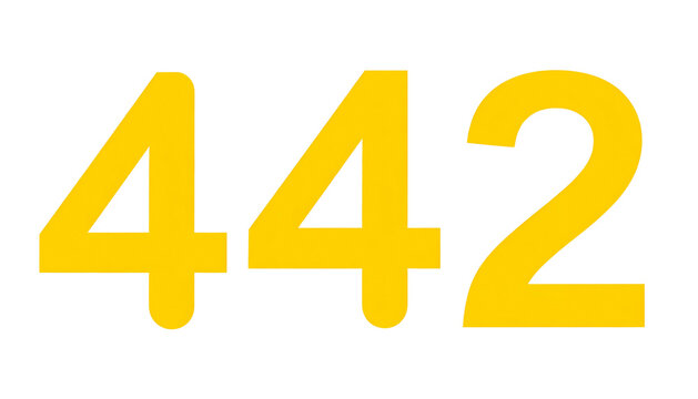 Three large yellow numbers "442" with a thin black border, isolated