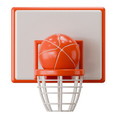 3D Basketball Hoop and Orange Ball on White Background © miber duwur