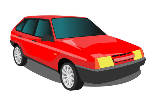 Red Hatchback Sports Car Vector Illustration