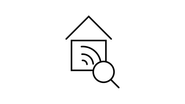 Smart home wireless search black white vector illustration for network connectivity control