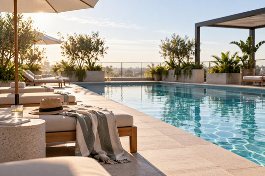 Quiet modern swimming pool in a fitness center