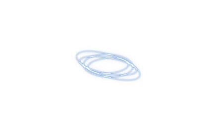 Light blue orbital loops forming a three dimensional ellipse structure with thin glowing boundaries isolated on transparent background for technology presentations. © imdad