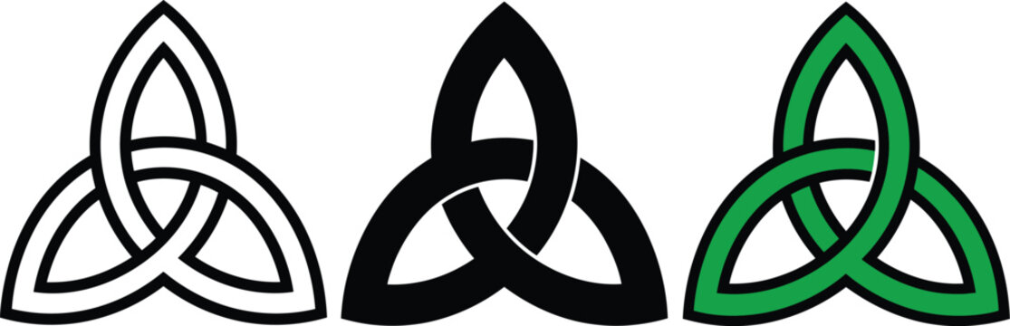 Triquetra icon set showing diverse graphic knot