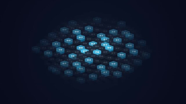 Random number generator digital display for isometric data processing concept