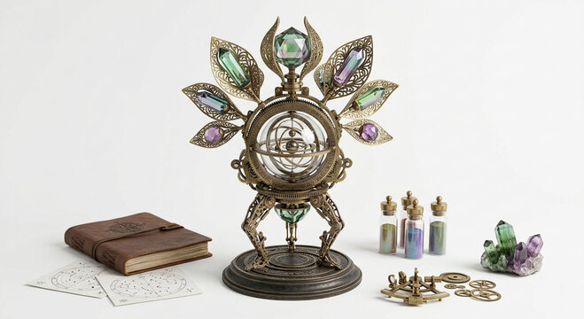 Mystical Astrolabe Crystal Magic Artifact Set