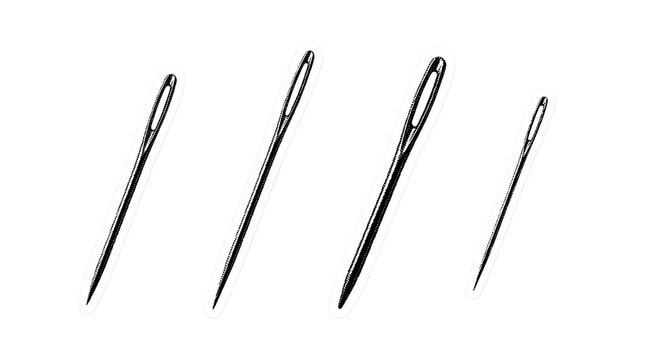 sewing needle retro halftone set , clean white border outline PNG