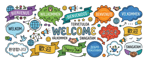 Welcome in Many Languages, Global Greeting Concept © BELER
