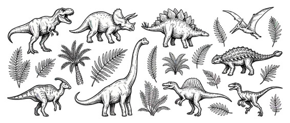 Vintage Dinosaur Collection Illustration Isolated © BELER
