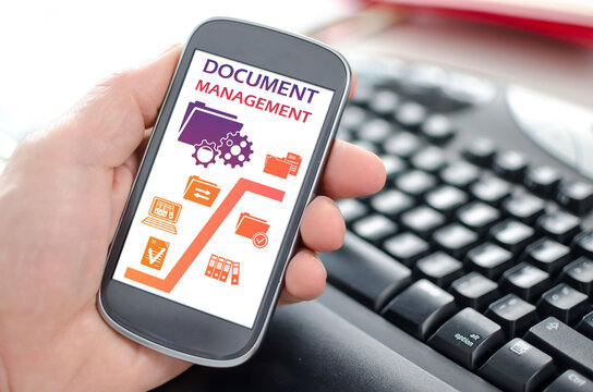 Document management concept on a smartphone
