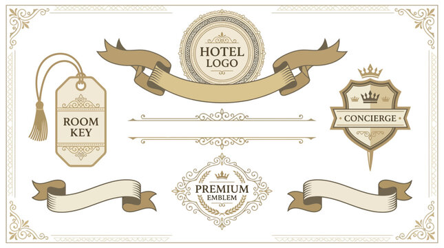 Hotel Logo, Room Key, Concierge, Premium Emblem, Banners