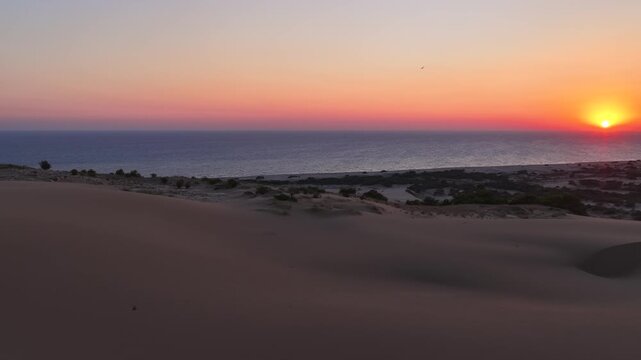 A spectacular sunset view at the Patara Sand Dunes and a unique panoramic view of the Mediterranean coast.