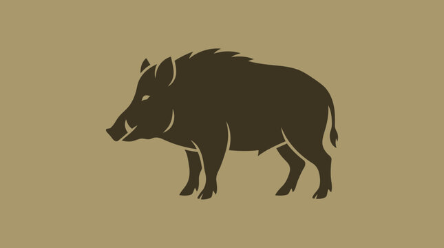 silhouette of a wild boar