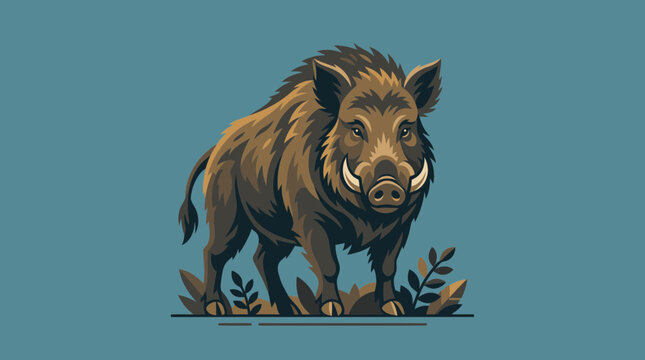 wild boar vinyl ready vector illustration