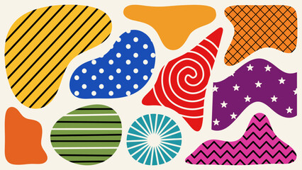 Obraz premium A collection of colorful abstract shapes displays a vibrant vector illustration arrangement artwork background composition contemporary decoration design element
