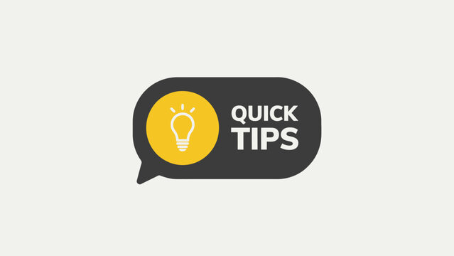 A yellow lightbulb icon within a speech bubble presents quick tips bulb idea innovation inspiration thought concept speechbubble speech bubble