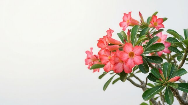 Bunga kamboja Jepang or adenium flowers with copy space for design.