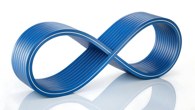 Blue infinity symbol made of perforated plastic strip