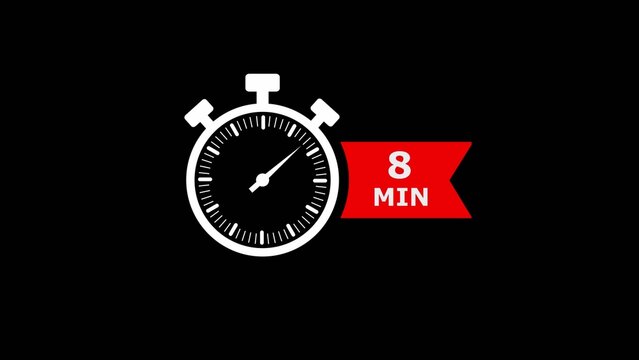 8 minutes stopwatch countdown timer red icon