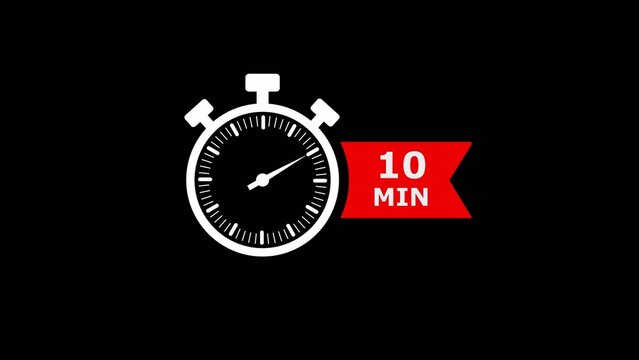 10 minutes stopwatch countdown timer red icon