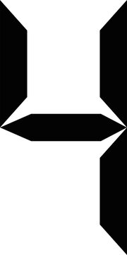 Black digital segment number 4 seven-segment display icon transparent PNG