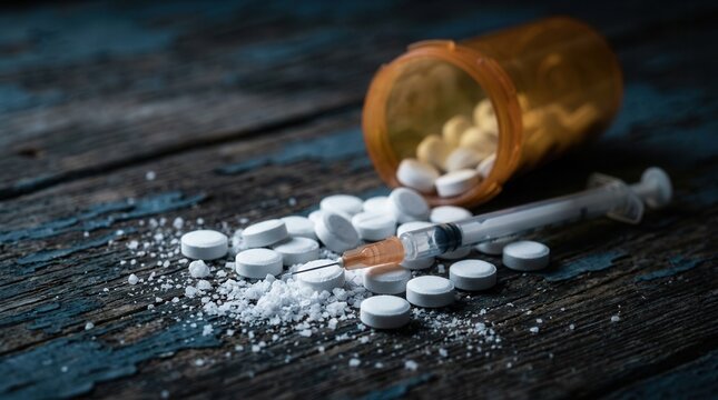 The fentanyl opioid crisis representing addiction, healthcare danger, and the need for intervention and support.