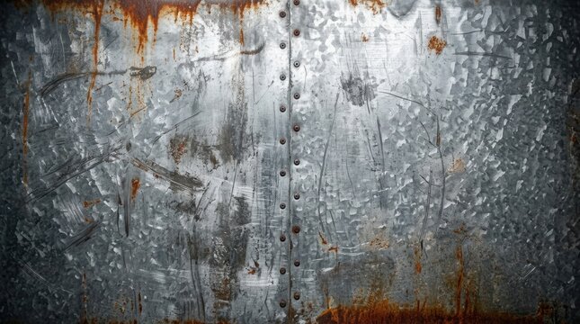 Metallic texture of galvanized iron used as a background surface for industrial or design layout purposes