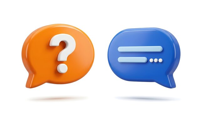 Orange Question Speech Bubble Next to Blue Chat Bubble