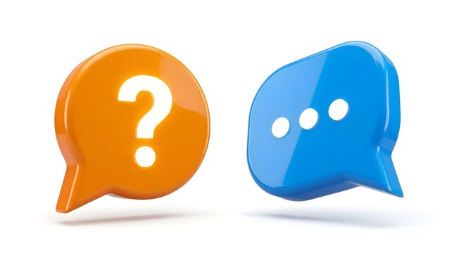 Orange Question Bubble and Blue Chat Bubble Conversation