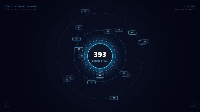 Random number generator interface showing data for modern tech systems