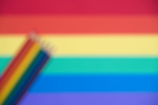 Rainbow Pride Flag with Colorful Pencils for LGBTQ Creativity and Education