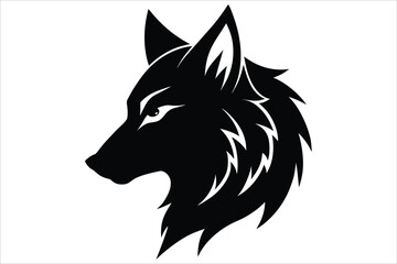 Obraz premium Wolf Head Black Silhouette Wild Animal Icon Isolated on White