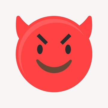 Red devil emoji face with horns, mischievous grin, and playful expression