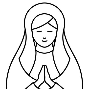 Peaceful Line Art Illustration Showing A Person In Prayer Gracefully