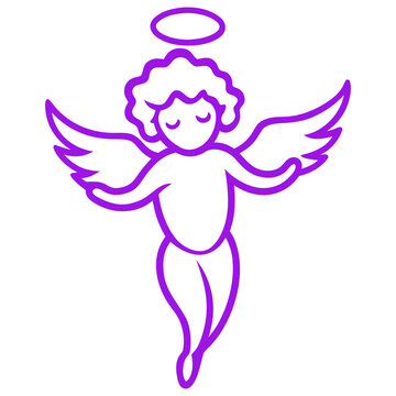 Minimalist Angel Outline Illustration With Elegant Graceful Heavenly Silhouette