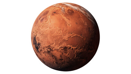 Realistic planetary illustration of red planet mars texture isolated on transparent background © Hanna